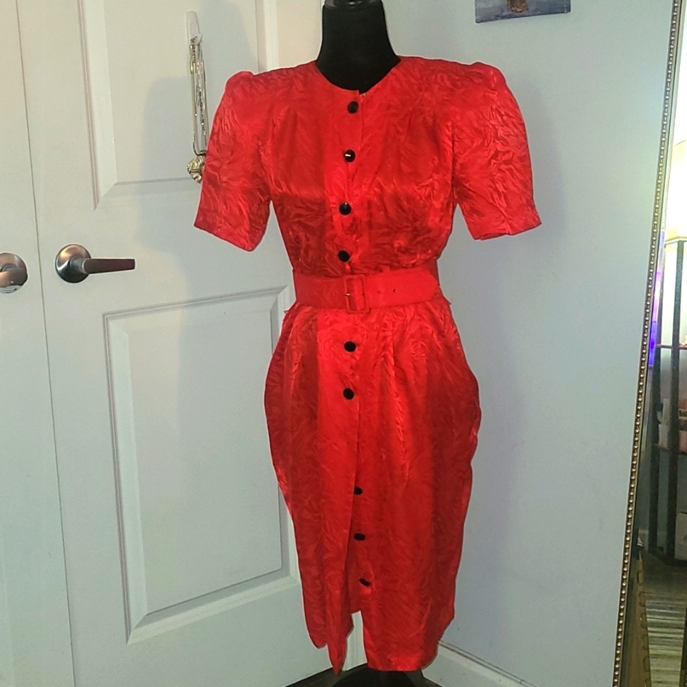 Vintage silk Red Dress